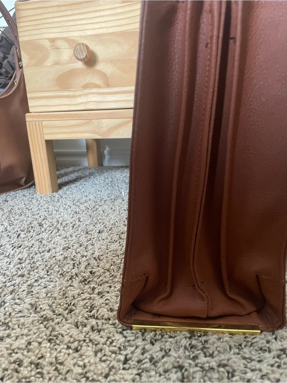 JOY & IMAN Essentials Brown Leather Tote w/ Original Watch and Flashlight